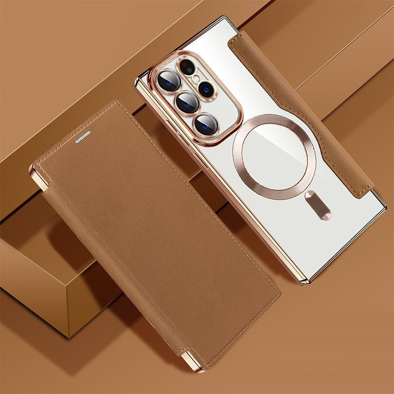 2025 New Leather Textured Flip Phone Case For Samsung S22/23/24/25 Series