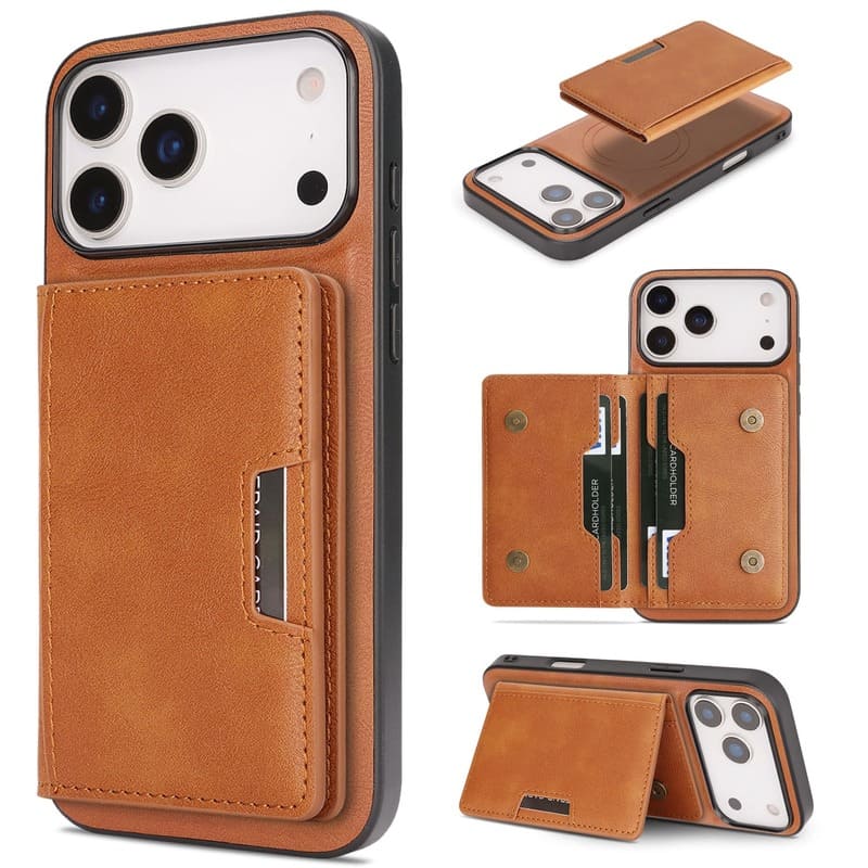 3-In-1 Magnetic Case with Foldable Card Holder & Stand for iPhone 17