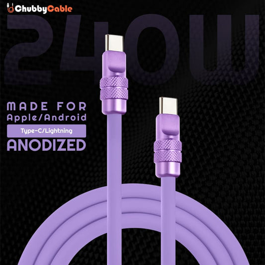 "Anodized" 240W Reflective Shine Charge Cable C+Lightning