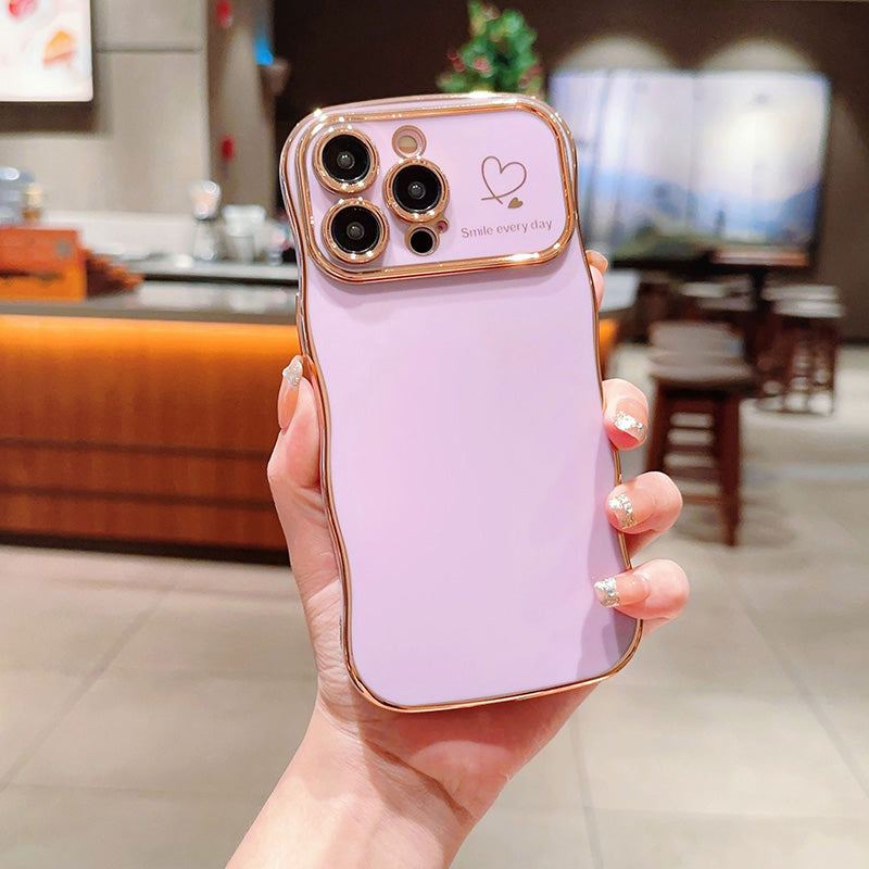 "Chubby 17" Heart Electroplating Big Wave Anti-Fall Phone Case for iPhone 17