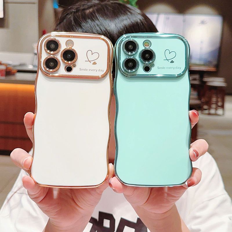 "Chubby 17" Heart Electroplating Big Wave Anti-Fall Phone Case for iPhone 17