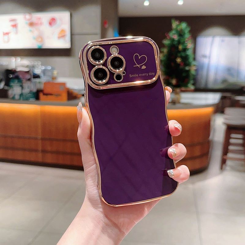 "Chubby 17" Heart Electroplating Big Wave Anti-Fall Phone Case for iPhone 17