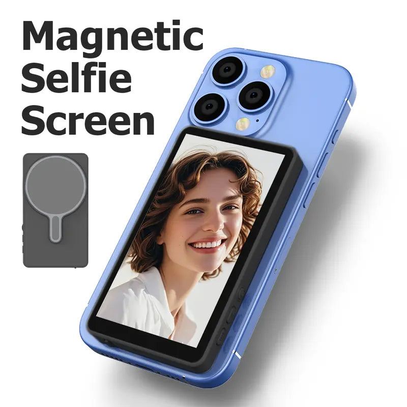 Chubby Magnetic Vlog Selfie Monitor Screen for Iphone & Samsung, with Magnetic Phone Holder Clip Mount