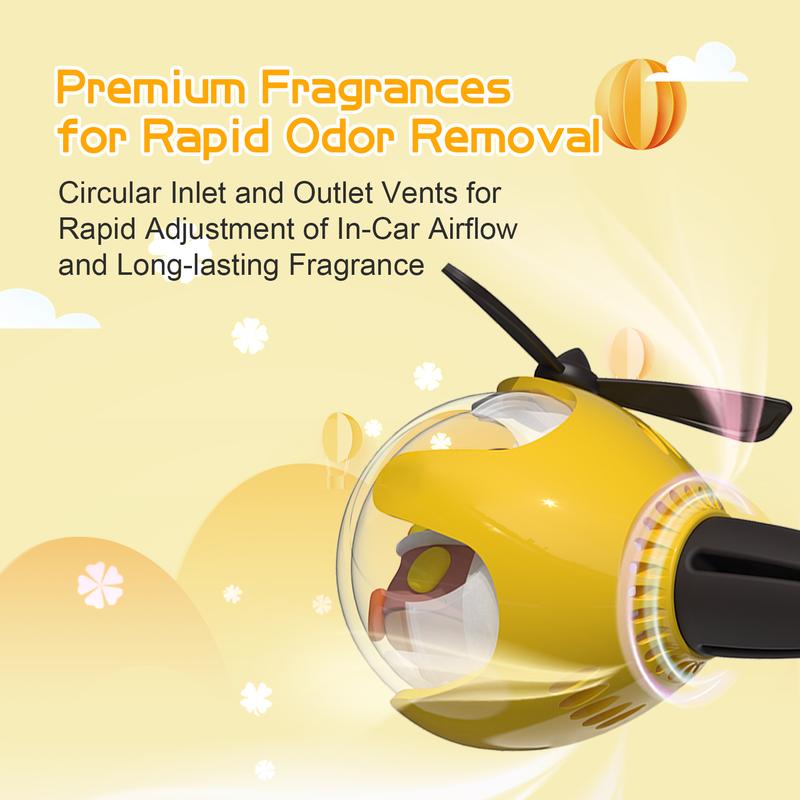 ChubbyAir CharmFly - Refillable LED Car Freshener with 4 Free Scents - Cute Floating Character Design