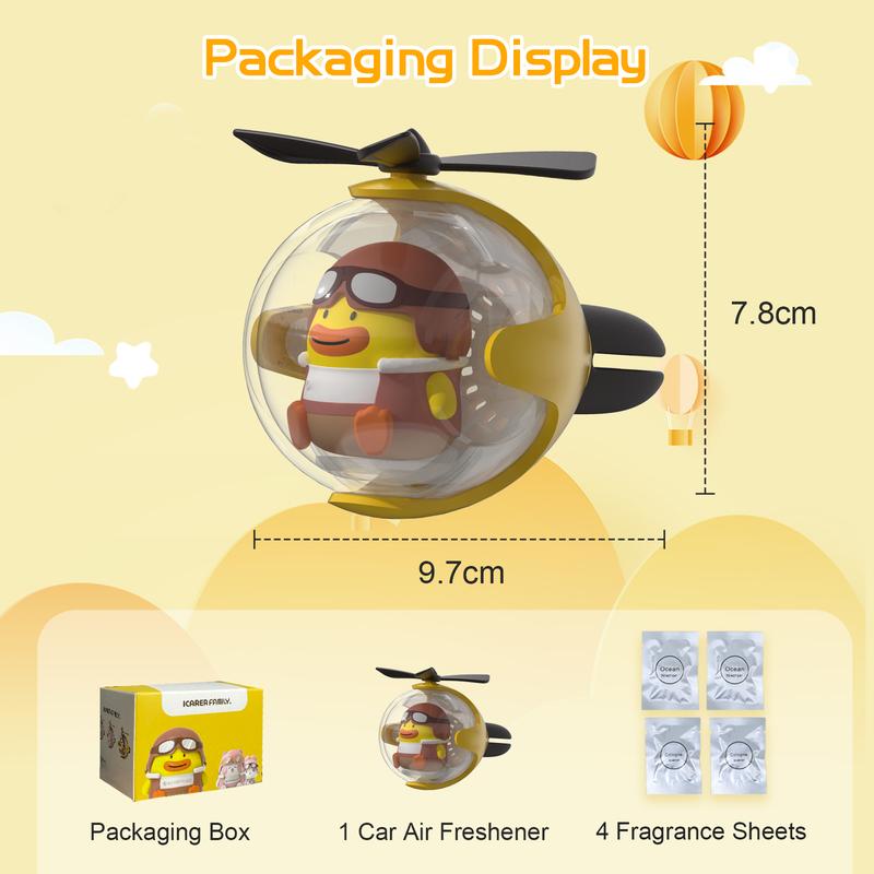 ChubbyAir CharmFly - Refillable LED Car Freshener with 4 Free Scents - Cute Floating Character Design