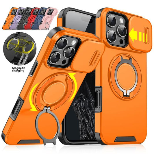 Military-Grade Shockproof Magnetic Case with Camera Slide & 360° Kickstand Ring Multi-Pack