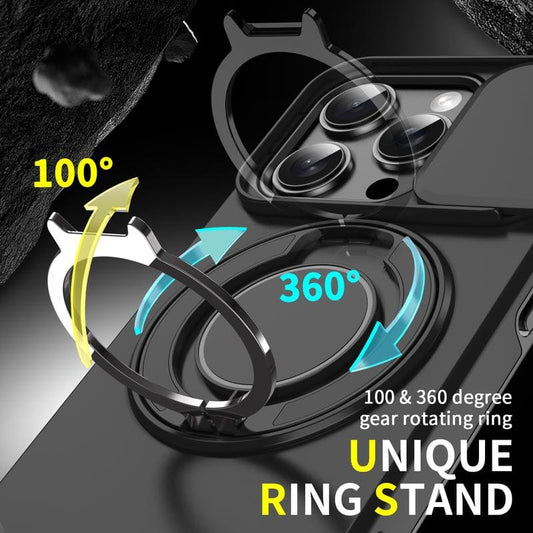 Military-Grade Shockproof Magnetic Case with Camera Slide & 360° Kickstand Ring Multi-Pack