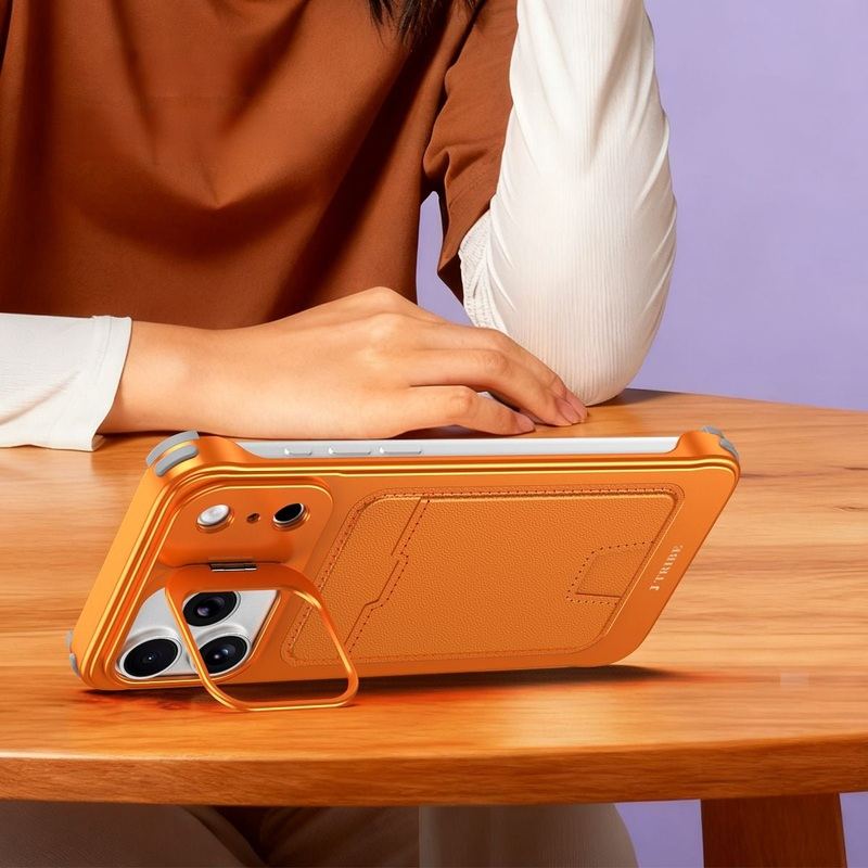 ChubbyArmor CardShield – 2-in-1 Frameless Leather Card Slot Case with Camera Stand