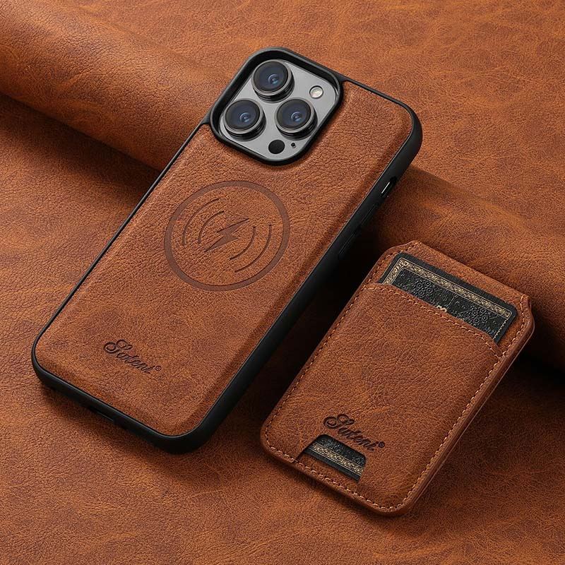 ChubbyArmor LuxeFlip - 2-in-1 Magnetic Leather Case with Detachable Wallet - Magsafe Compatible Flip Stand