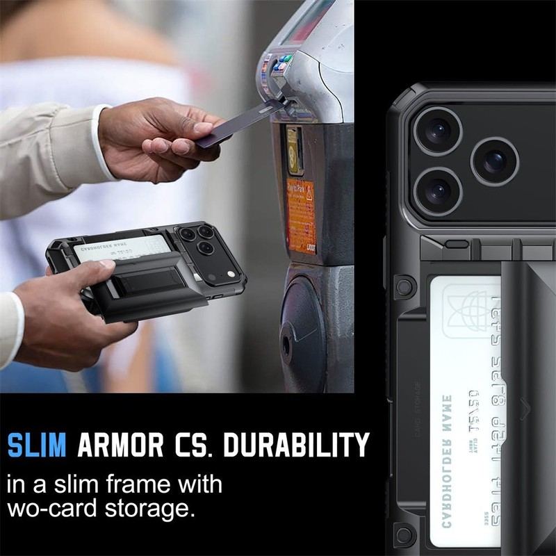 ChubbyArmor SlidePro – 2-in-1 Sliding Card Slot Case with Hidden Stand for iPhone 17