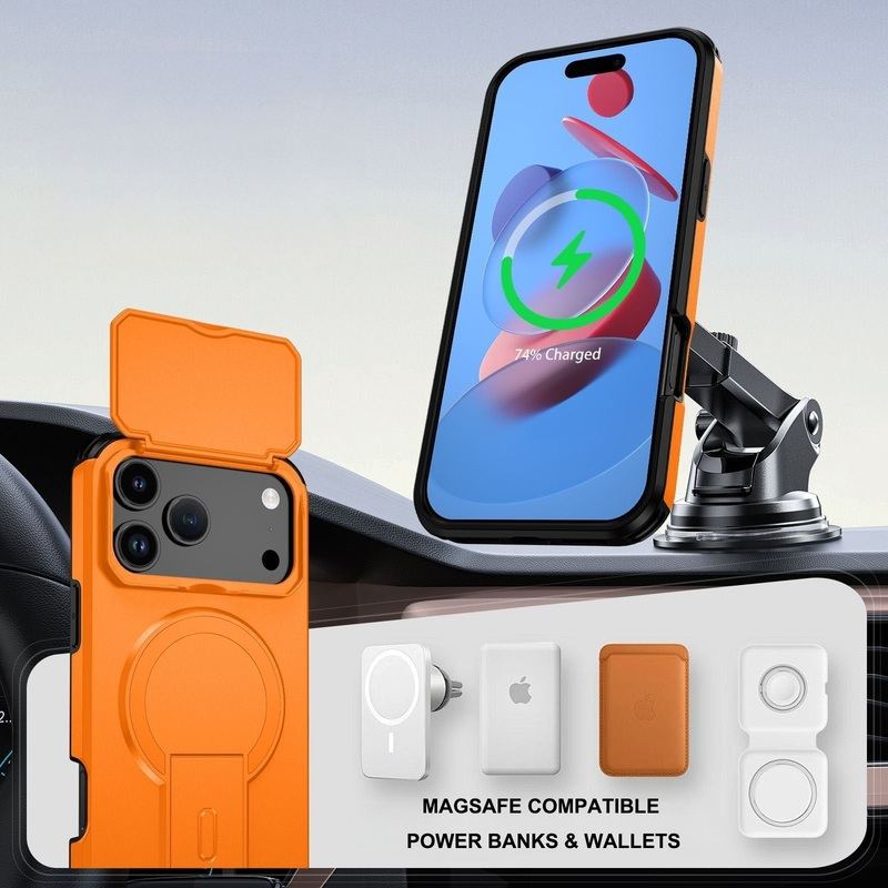 ChubbyArmor TitanShield – Military-Grade Magnetic Case with Hidden Stand & Flip Camera Cover for iPhone 17