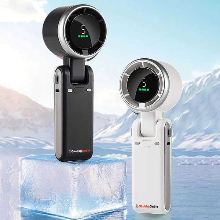 ChubbyBlast 4000mAh Handheld Turbo Fan – 5-Gear 3-in-1 Cooling
