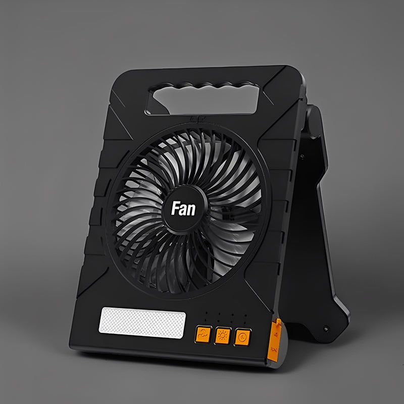 ChubbyBreeze SolarFlow - 3W Solar Camping Fan - 4-Speed Wind + LED Light with Timer & USB-C Charging