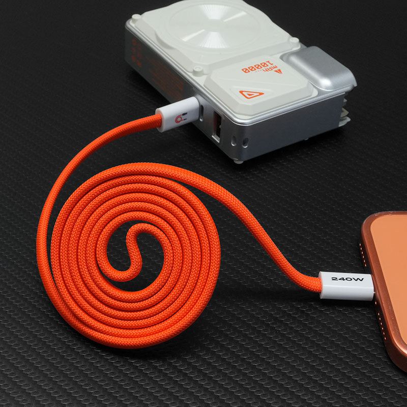 ChubbyCable MagDisc Flat - 240W Flat Braided Easy-Pack Magnetic Charge Cable