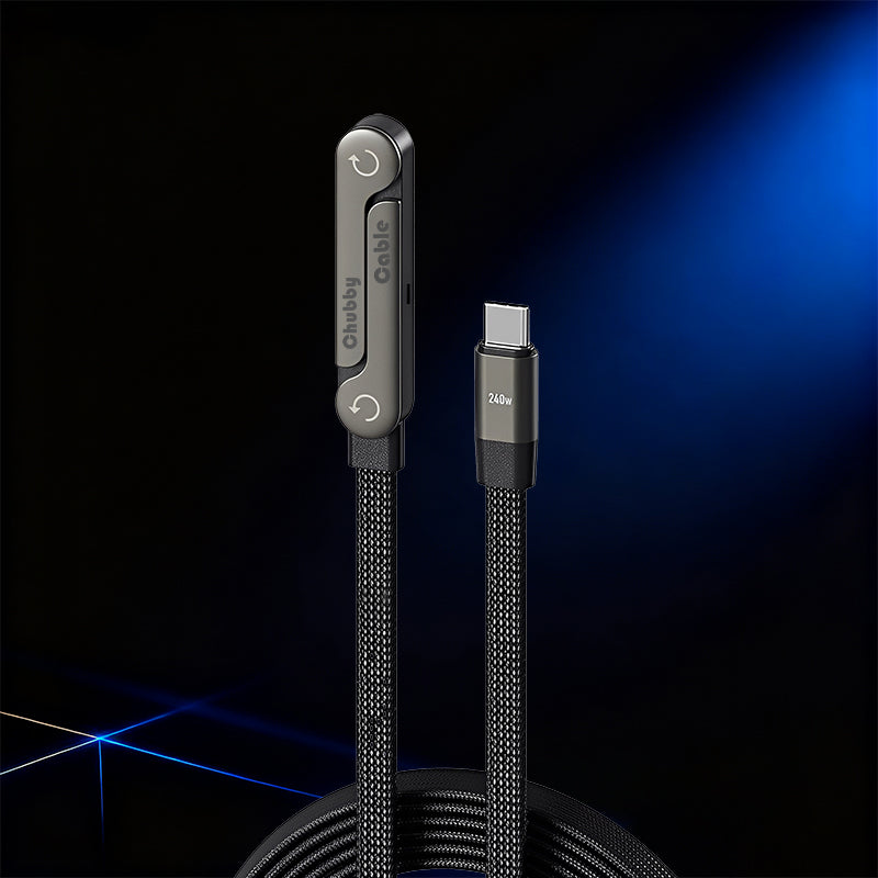 ChubbyCable StandLite™ - 240W Braided Fast Charge Cable With Built-in Phone Stand