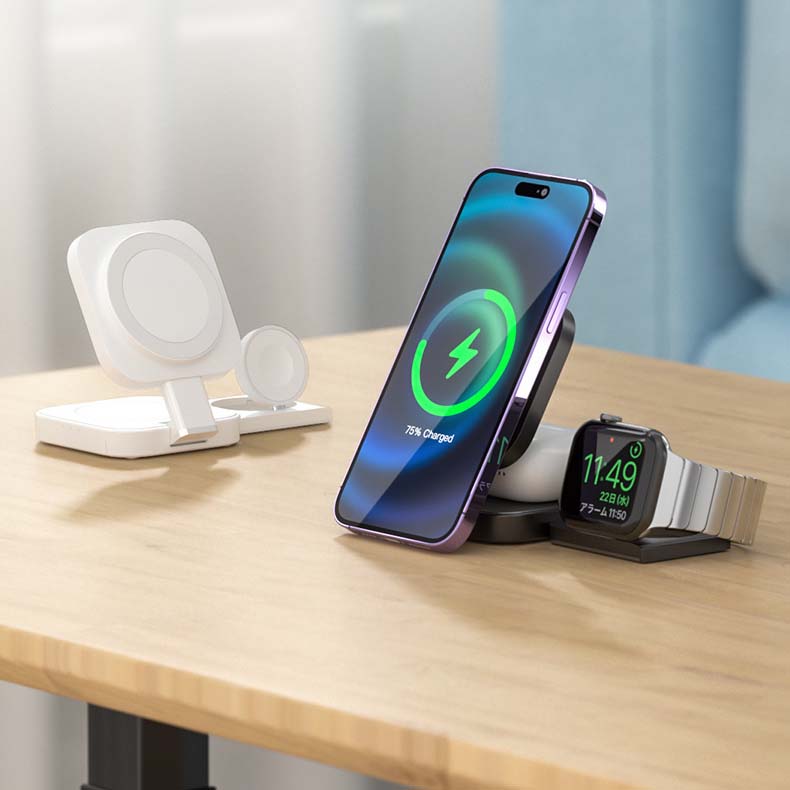 ChubbyCharge Trio - Ultra-Compact 3-in-1 Magnetic Wireless Charging Station