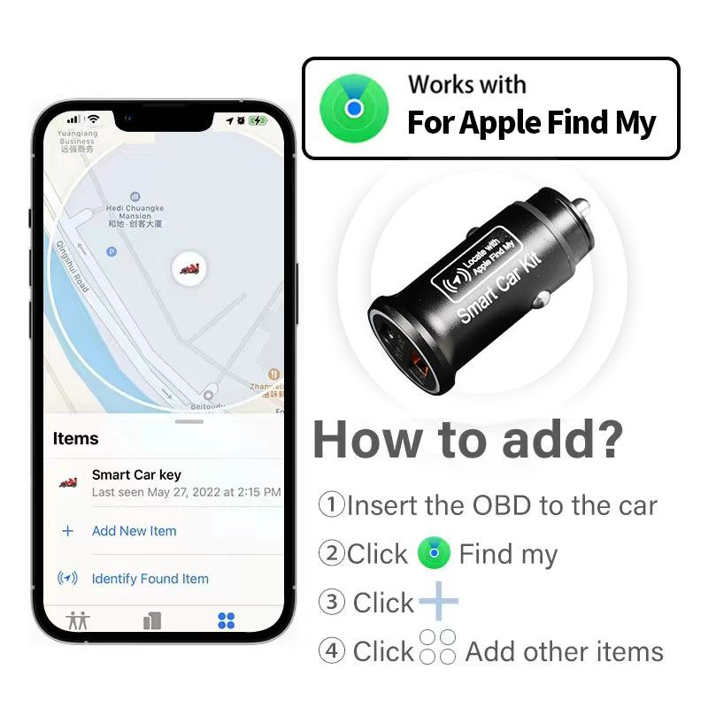 ChubbyCharger 2 in 1 Tracker - 20W Fast Car Charger with Official Find My iPhone Certified