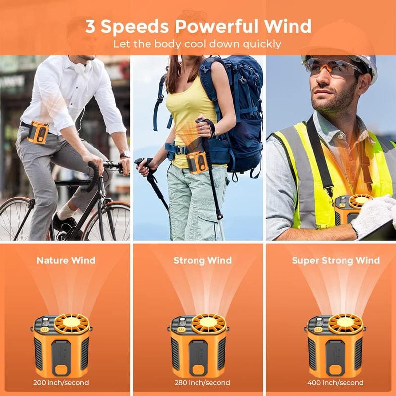 ChubbyCool Lite 5000mAh Portable Fan Belt – Rechargeable Wearable Cooler with Flashlight