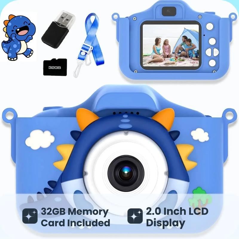ChubbyGear DinoShot - Kids First Digital Camera - Dinosaur Themed with 32GB Memory & Safe Design for Ages 3-8