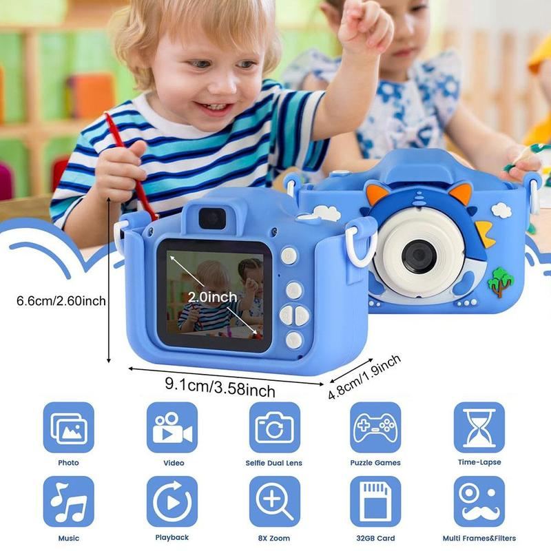 ChubbyGear DinoShot - Kids First Digital Camera - Dinosaur Themed with 32GB Memory & Safe Design for Ages 3-8