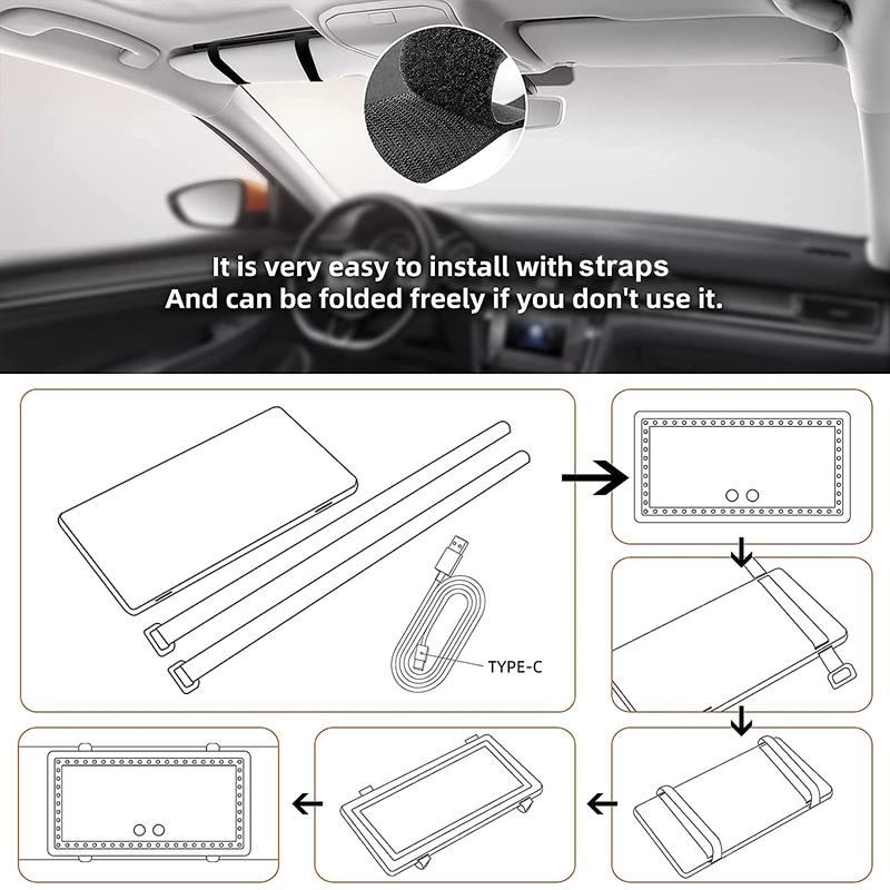 ChubbyGlow VanityBeam - USB-C Rechargeable LED Makeup Mirror with 3 Light Modes - Car & Travel Essential