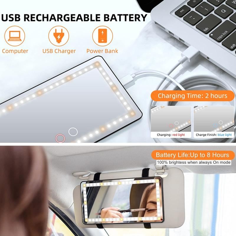 ChubbyGlow VanityBeam - USB-C Rechargeable LED Makeup Mirror with 3 Light Modes - Car & Travel Essential