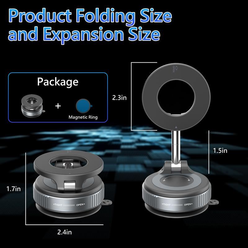 ChubbyGrip Flex - Military-Grade Magnetic Holder - Vacuum Suction Works on Glass/Dashboard/Tile