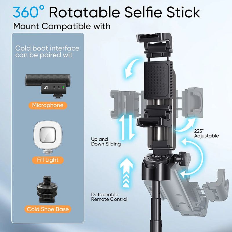 ChubbyGrip Pro - 3-in-1 Magnetic Selfie Stick with Detachable Tripod & LED Fill Light