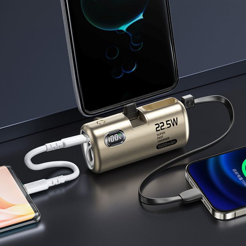 ChubbyPower Capsule - 5000/10000mah Portable Power Bank with Built-in Cable