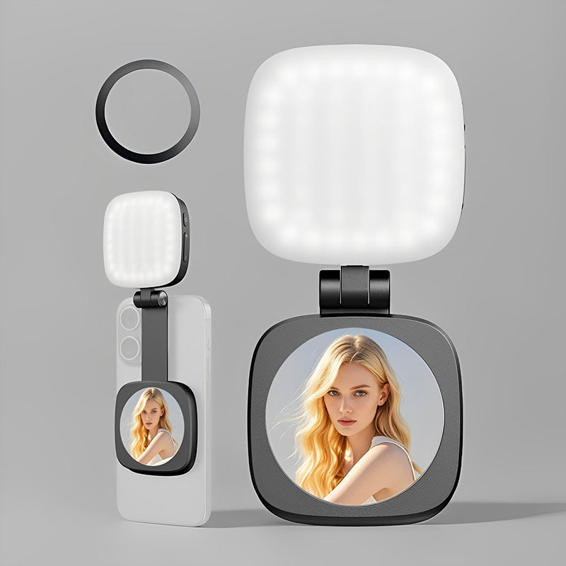 ChubbySelfie HaloLite™ – 3-in-1 Magnetic Selfie Light with Mirror & Adjustable Stand