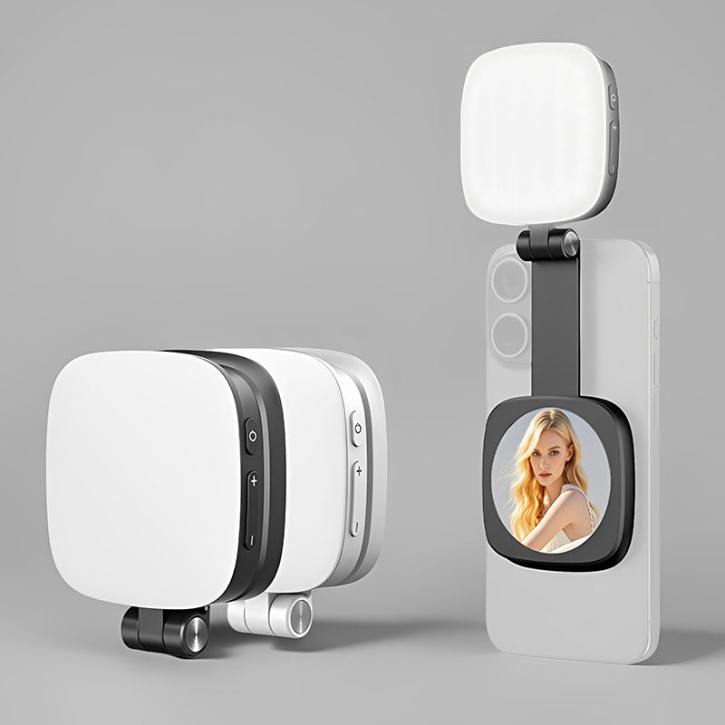 ChubbySelfie HaloLite™ – 3-in-1 Magnetic Selfie Light with Mirror & Adjustable Stand