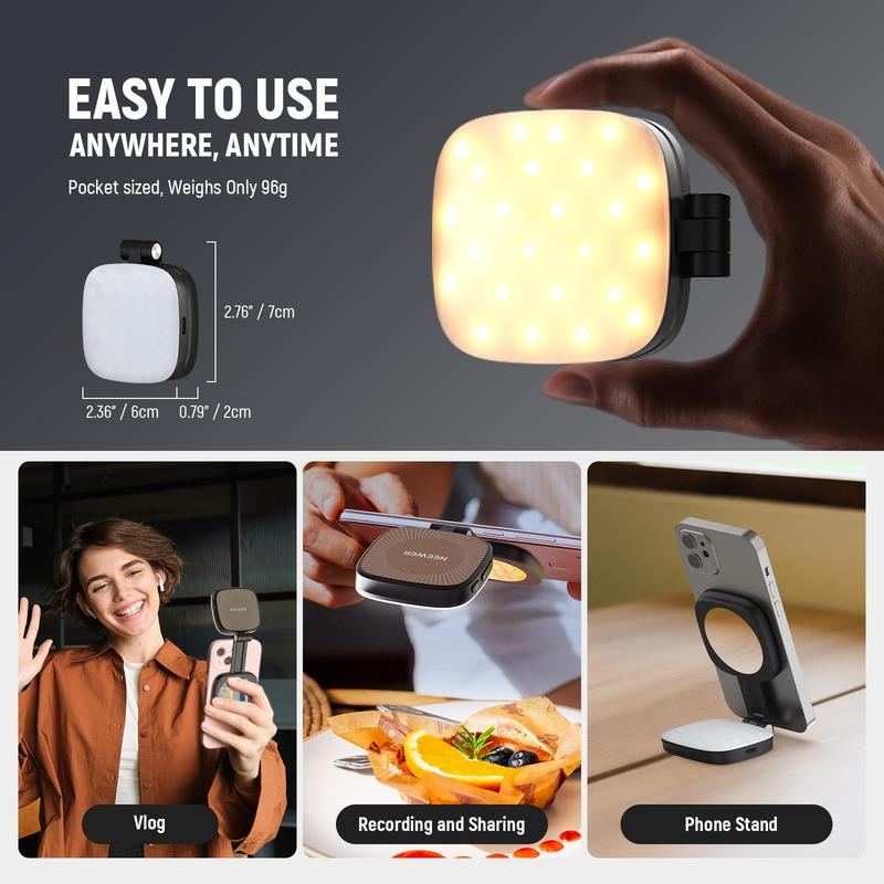 ChubbySelfie HaloLite™ – 3-in-1 Magnetic Selfie Light with Mirror & Adjustable Stand