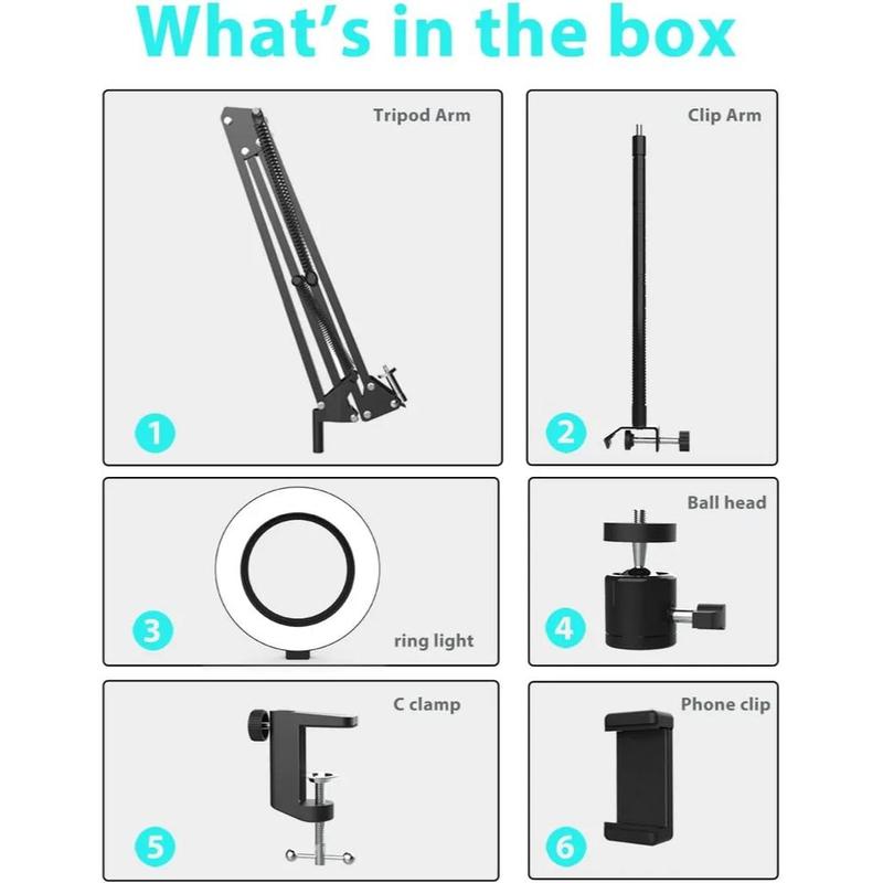 ChubbyShoot ClearView™ - Overhead Phone Mount with Ring Light & Rotating Arm for HD Recording & Overhead Angles