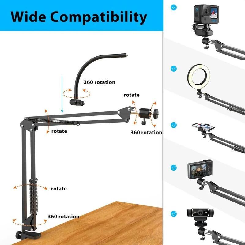 ChubbyShoot ClearView™ - Overhead Phone Mount with Ring Light & Rotating Arm for HD Recording & Overhead Angles