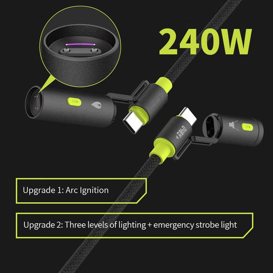 ChubbyTrail 240W USB-C Cable – Arc Ignite & Emergency Light, Outdoor Power Pro