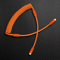 Coiled orange mechanical keyboard cable Type-C to Type-C