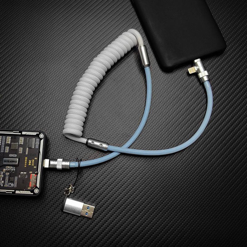 "Flex-Charge Chubby" 4-In-1 Multicolor Spring Car Charging Cable