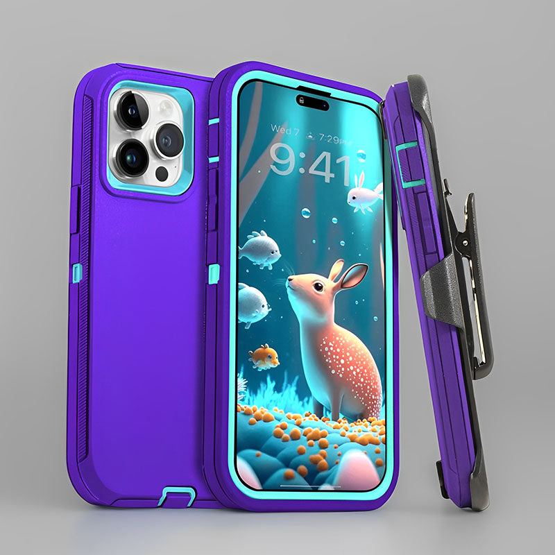 Heavy Duty Full-Body Shockproof Holster Case With Rotating Belt Clip For iPhone 16