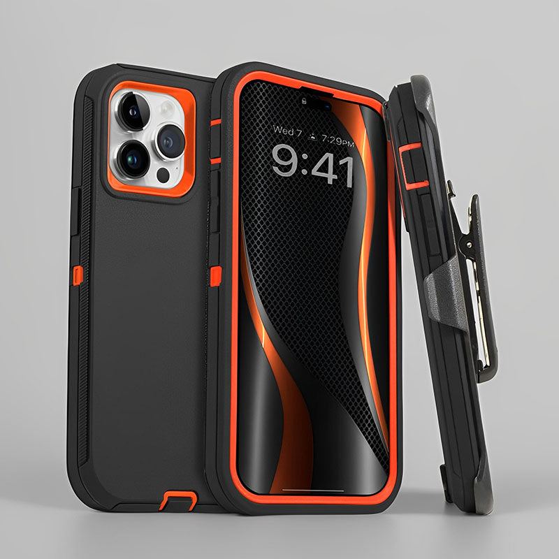 Heavy Duty Full-Body Shockproof Holster Case With Rotating Belt Clip For iPhone 16