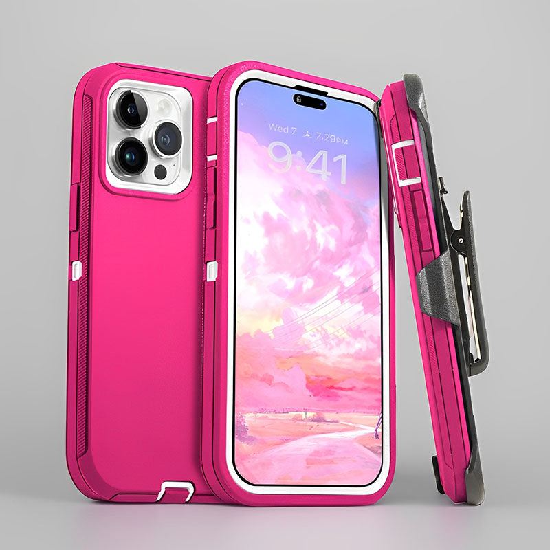Heavy Duty Full-Body Shockproof Holster Case With Rotating Belt Clip For iPhone 16