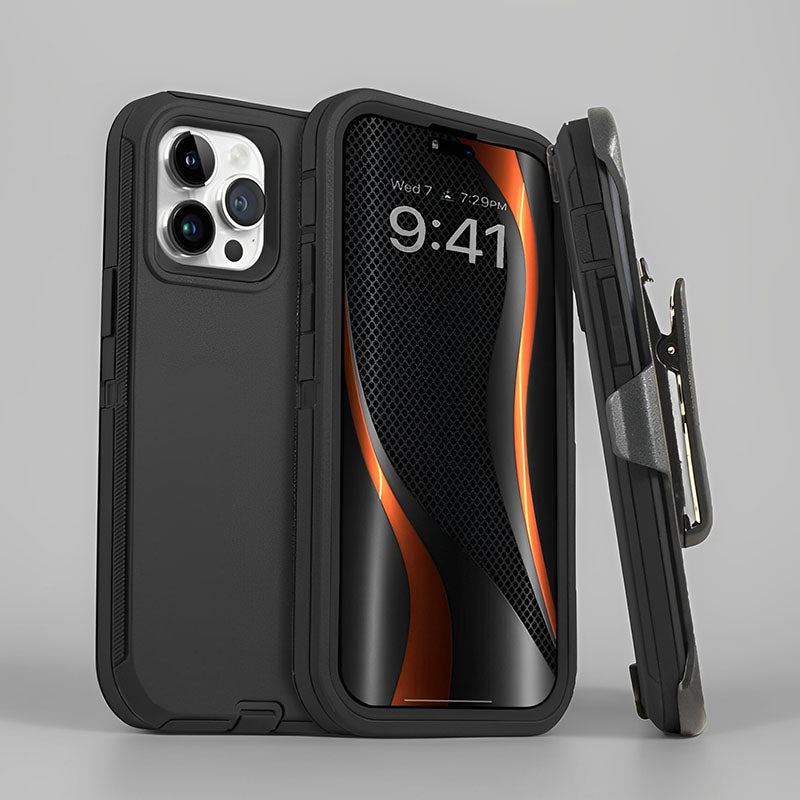 Heavy Duty Full-Body Shockproof Holster Case With Rotating Belt Clip For iPhone 16