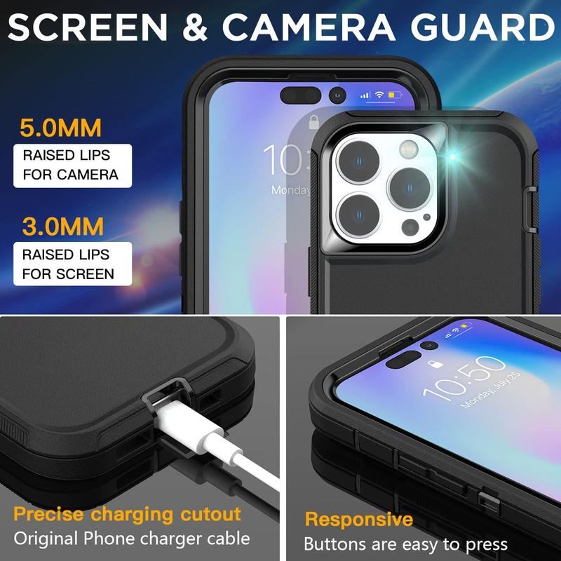 Heavy Duty Full-Body Shockproof Holster Case With Rotating Belt Clip For iPhone 16
