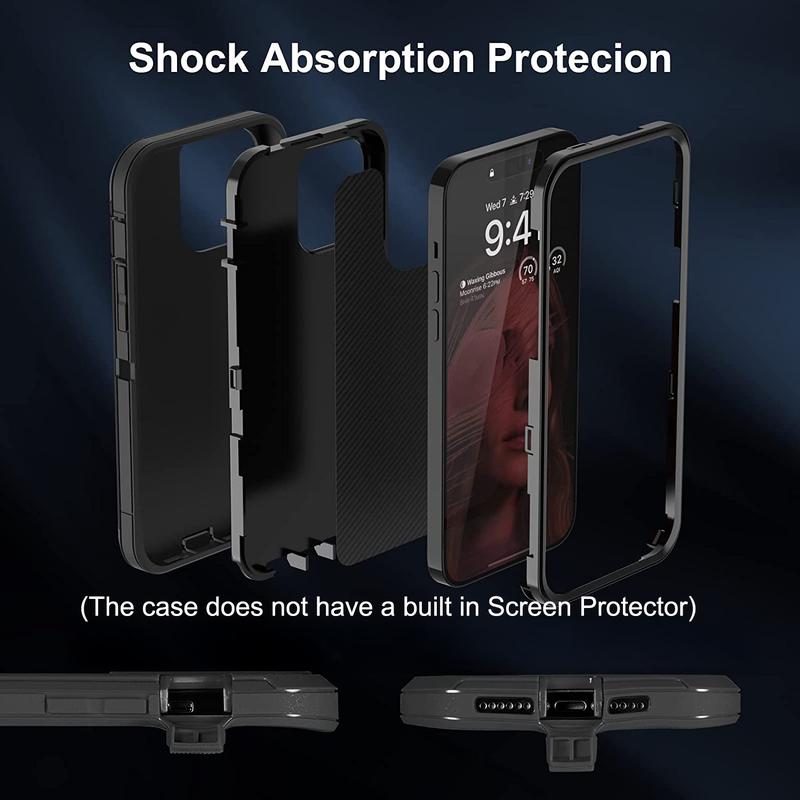 Heavy Duty Full-Body Shockproof Holster Case With Rotating Belt Clip For iPhone 16