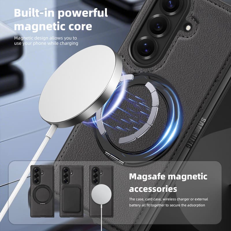 Leather 360° Rotating Magnetic Stand Case for Samsung ZFold7