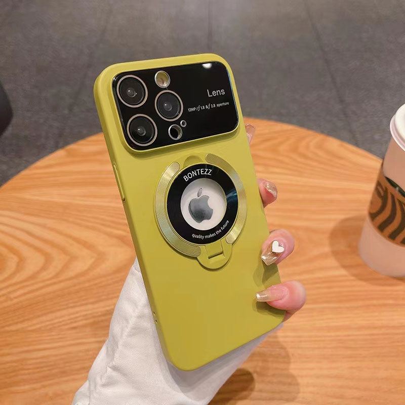 Magnetic Bracket Lens Protection Phone Case For iPhone