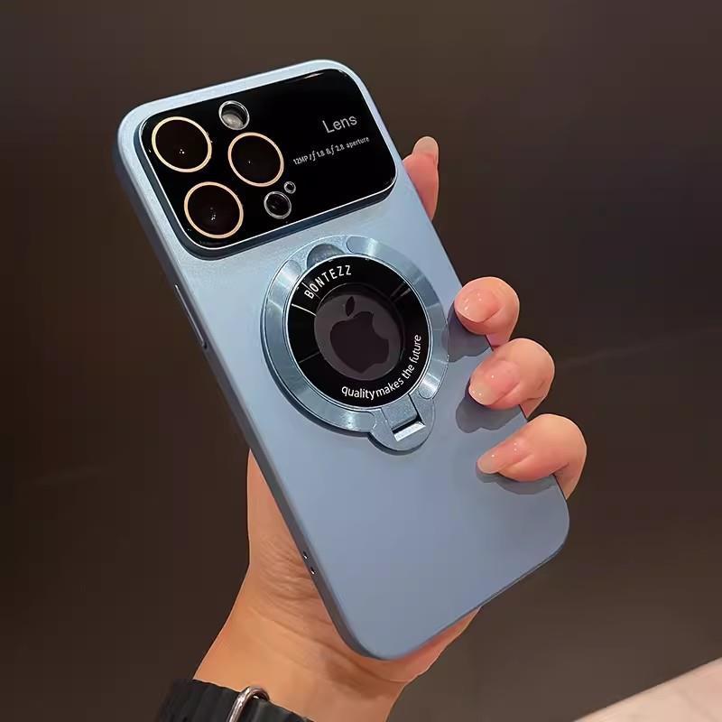Magnetic Bracket Lens Protection Phone Case For iPhone