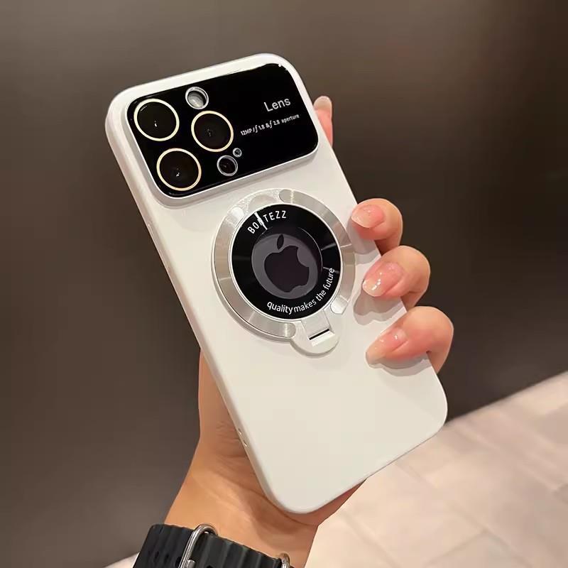 Magnetic Bracket Lens Protection Phone Case For iPhone