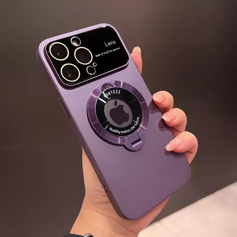 Magnetic Bracket Lens Protection Phone Case For iPhone