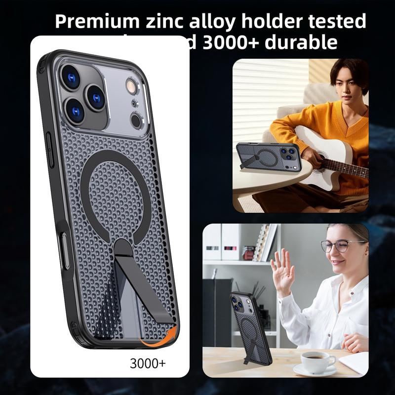 Magnetic Cooling Case For iPhone 17 - Honeycomb Design & Invisible Kickstand