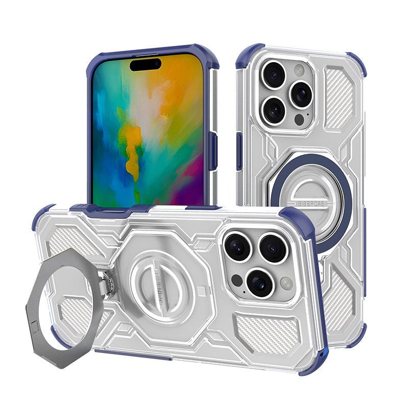 Magnetic Kickstand Clear Airbag Shockproof Case For iPhone 17